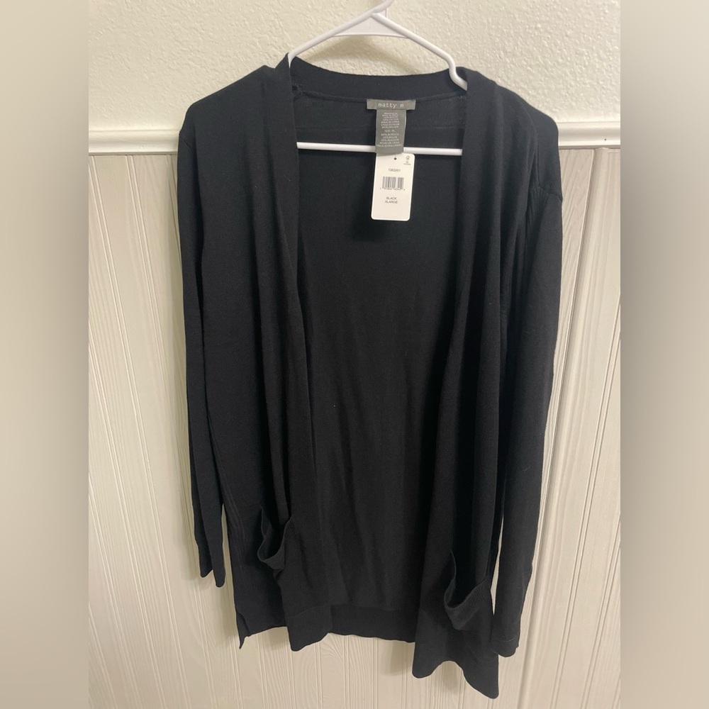 Matty M womens size XL black cardigan sweater NWT casual long sleeve top NWT